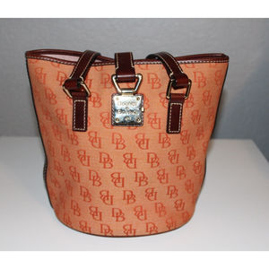 Vintage Dooney And Bourke Signature Monogram Canvas Bucket Bag Shoulder Tote